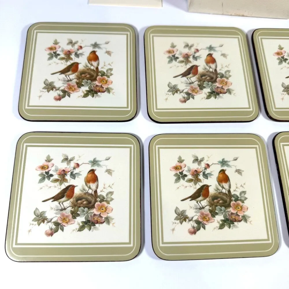 Pimpernel Coaster Set Of 6 Acrylic North American Song Birds De Luxe Finish NEW